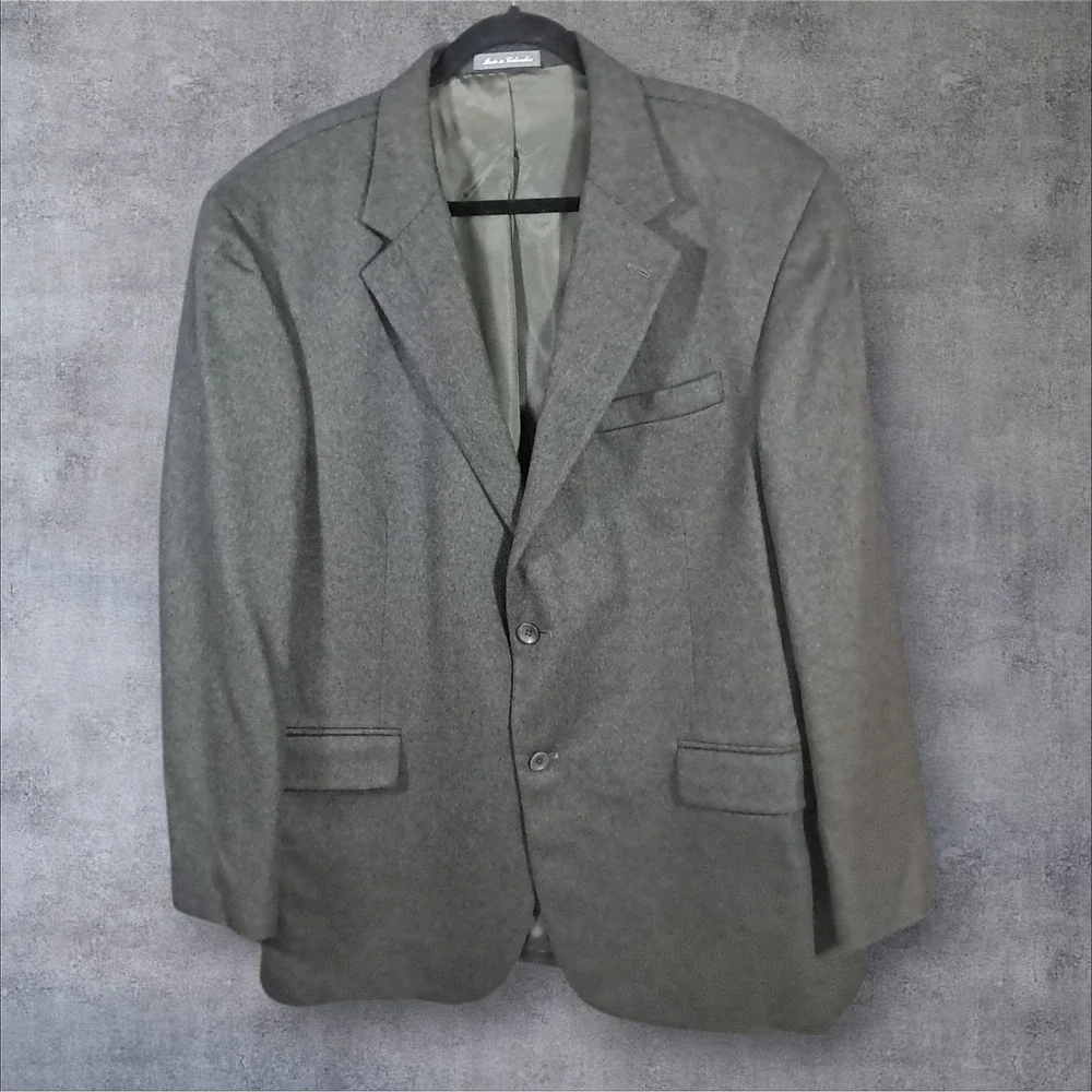 Oscar de la Renta Jacket XL‎ Gray Wool Cashmere Brushed Flannel Blazer Soft 46R
